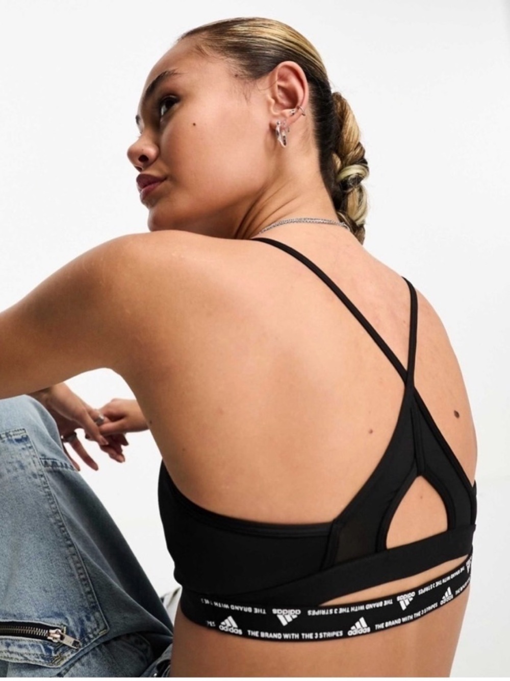 ADIDAS - Women’s Aeroreact Bra Black Light Support Crossback Sports Bra
